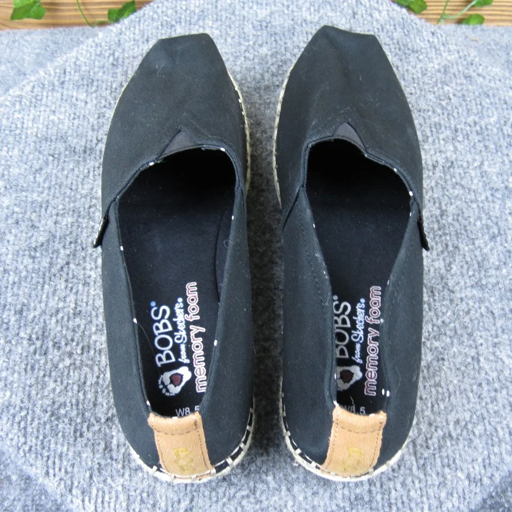 Skechers BOBS Breeze‎ Women's Black Canvas Espadrille Flats 8.5 Slip-On Comfort